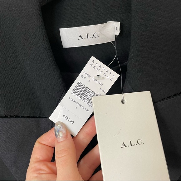 A.L.C. Kensington Tuxedo Black Long Sleeve Black Cutout V-Neck Jumpsuit NWT Sz 6 - Picture 6 of 10